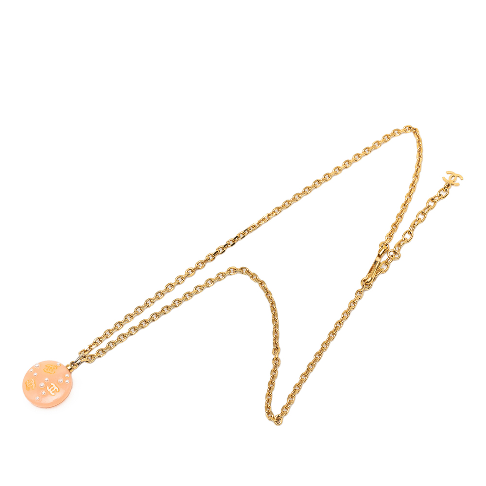 Pre-Loved Chanel CC Resin Faux Pearl Pendant Necklace